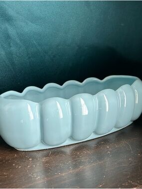 50's Blue Alamo Pottery Scalloped Oval
Catchall Planter